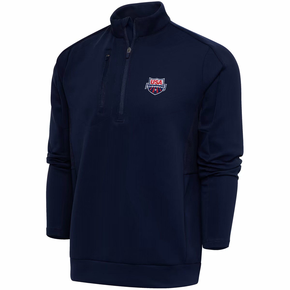 Men's Antigua  Navy USA Swimming Big & Tall Generation Half-Zip Pullover Top