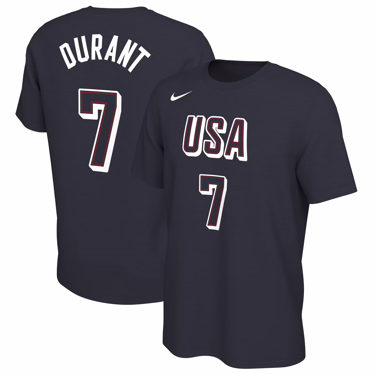 Men's Nike Kevin Durant Navy USA Basketball 2024 Summer Olympics Name & Number T-Shirt