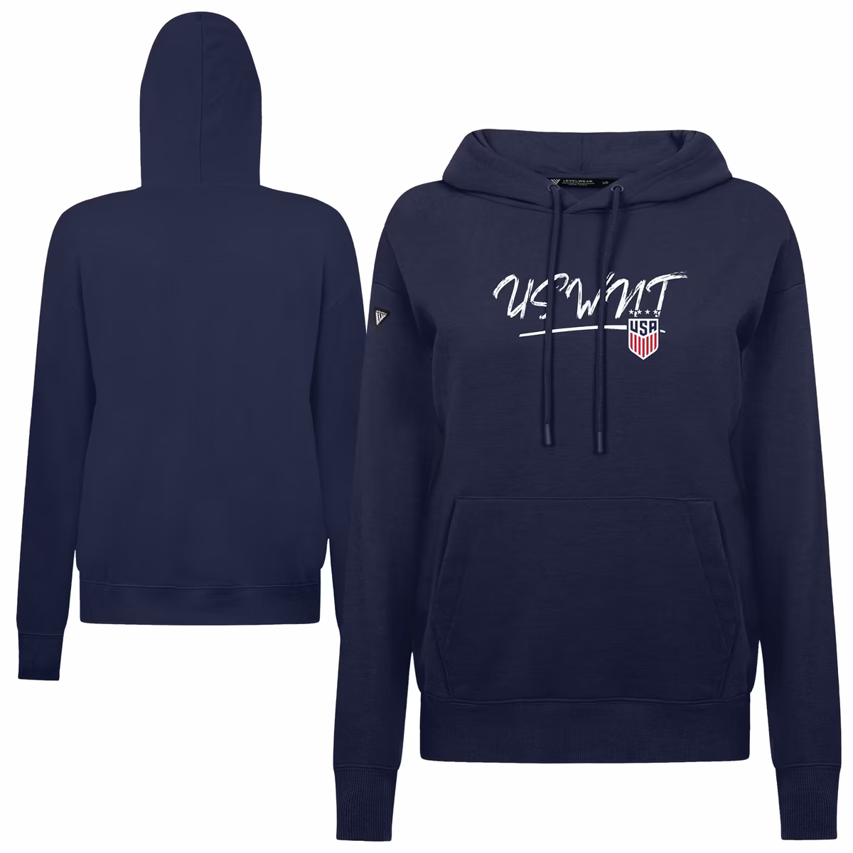 Women's Levelwear Navy USWNT Adorn Express Pullover Hoodie 1 Women's Levelwear Navy USWNT Adorn Express Pullover Hoodie