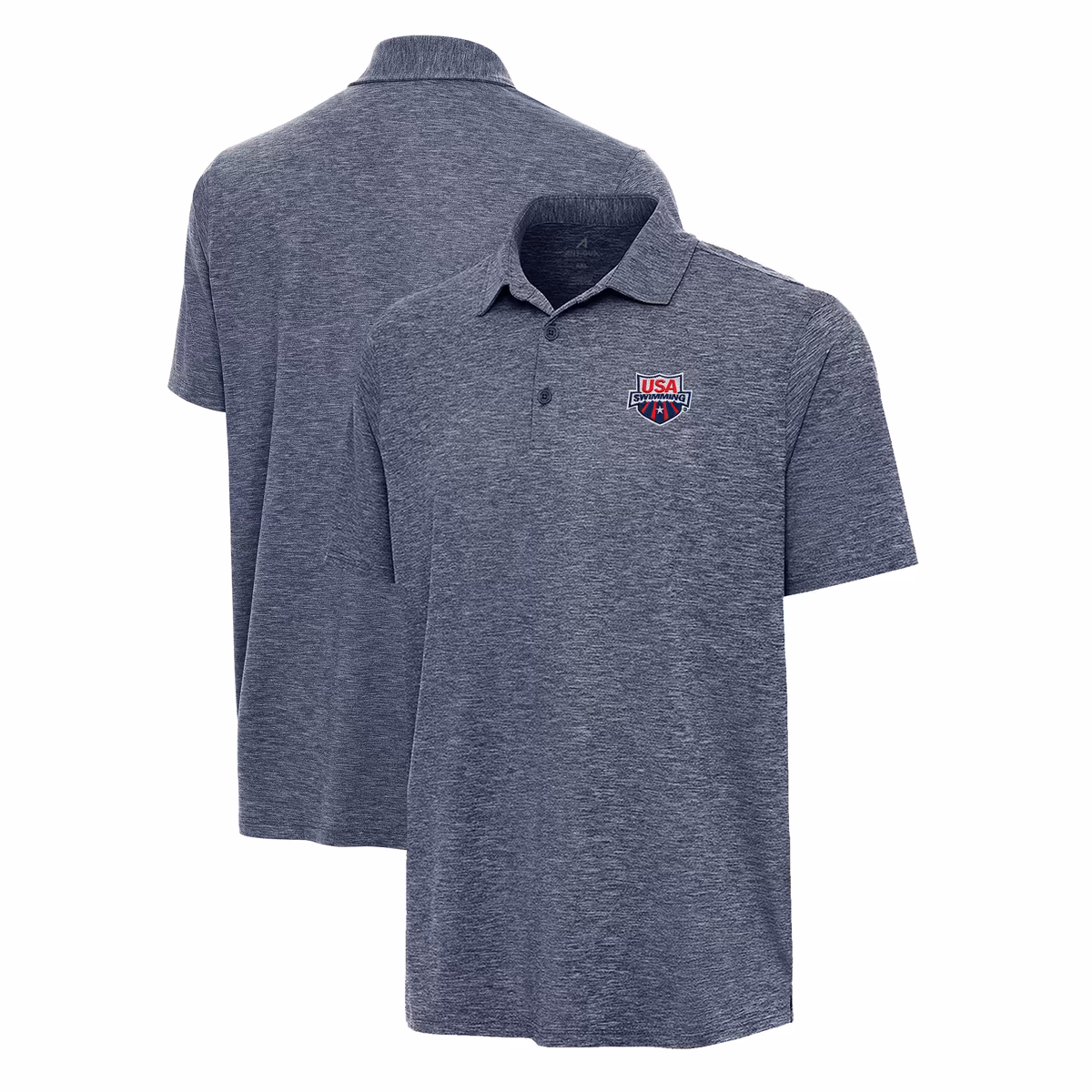 Men's Antigua  Heather Navy USA Swimming Big & Tall Par 3 Polo