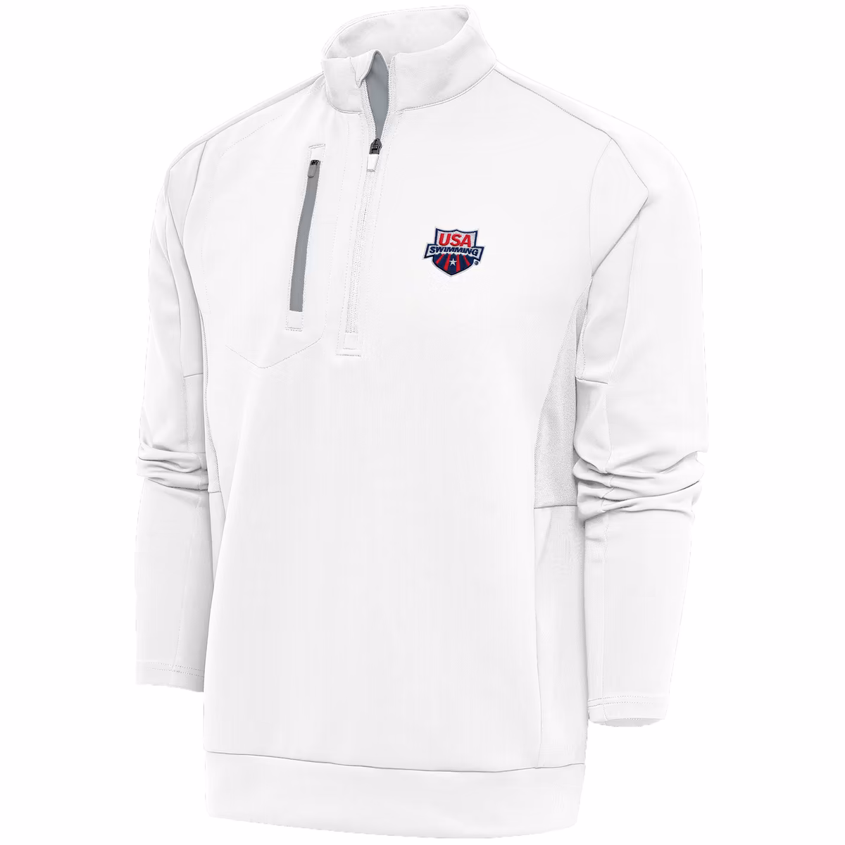 Men's Antigua  White USA Swimming Generation Half-Zip Pullover Top