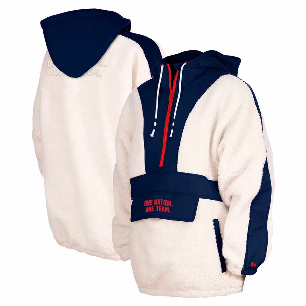Women's 5th & Ocean by New Era Cream USWNT Athleisure Sherpa Half-Zip Hoodie