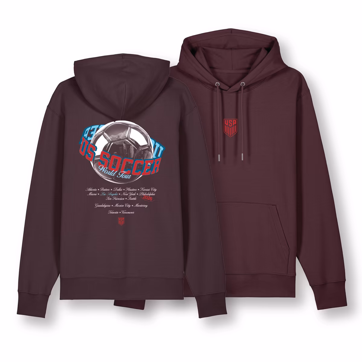Unisex Uscape Apparel Brown USMNT Oversized Los Angeles Globe Hoodie