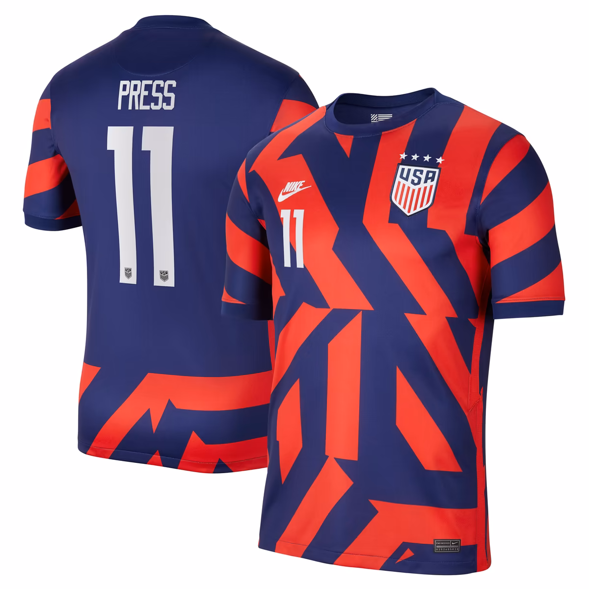 Men's Nike Christen Press Blue Team USA 2021/22 Away Stadium Breathe Replica Jersey