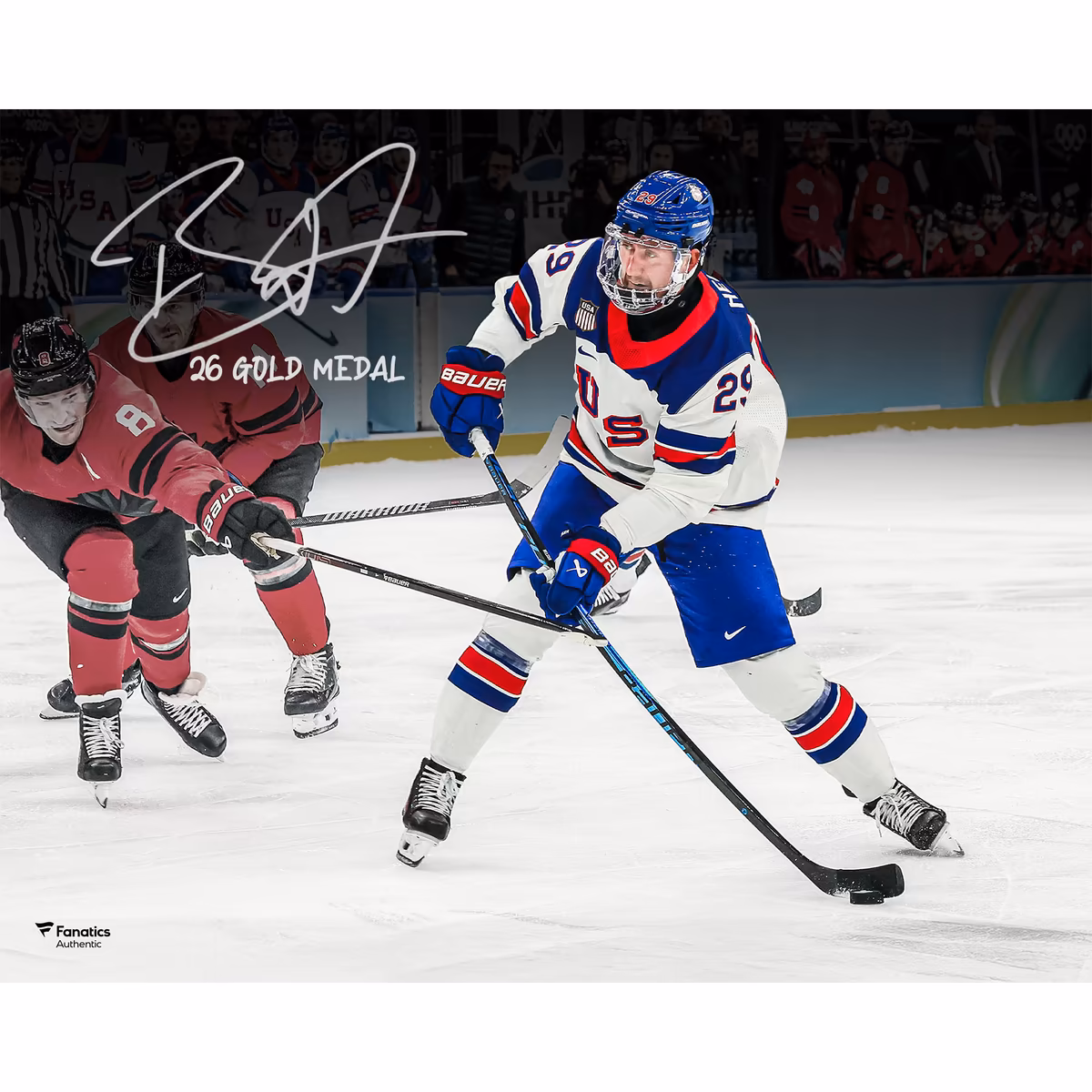 Brock Nelson Team USA Autographed 16" x 20" 2026 Winter Olympics Gold Medal Winner Photograph with "26 Gold Medal" Inscription 5 Brock Nelson Team USA Autographed 16" x 20" 2026 Winter Olympics Gold Medal Winner Photograph with "26 Gold Medal" Inscription