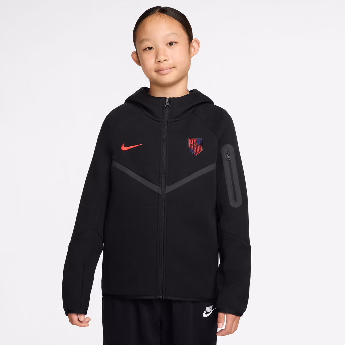 Youth Nike Black USMNT Tech Fleece Full-Zip Hoodie