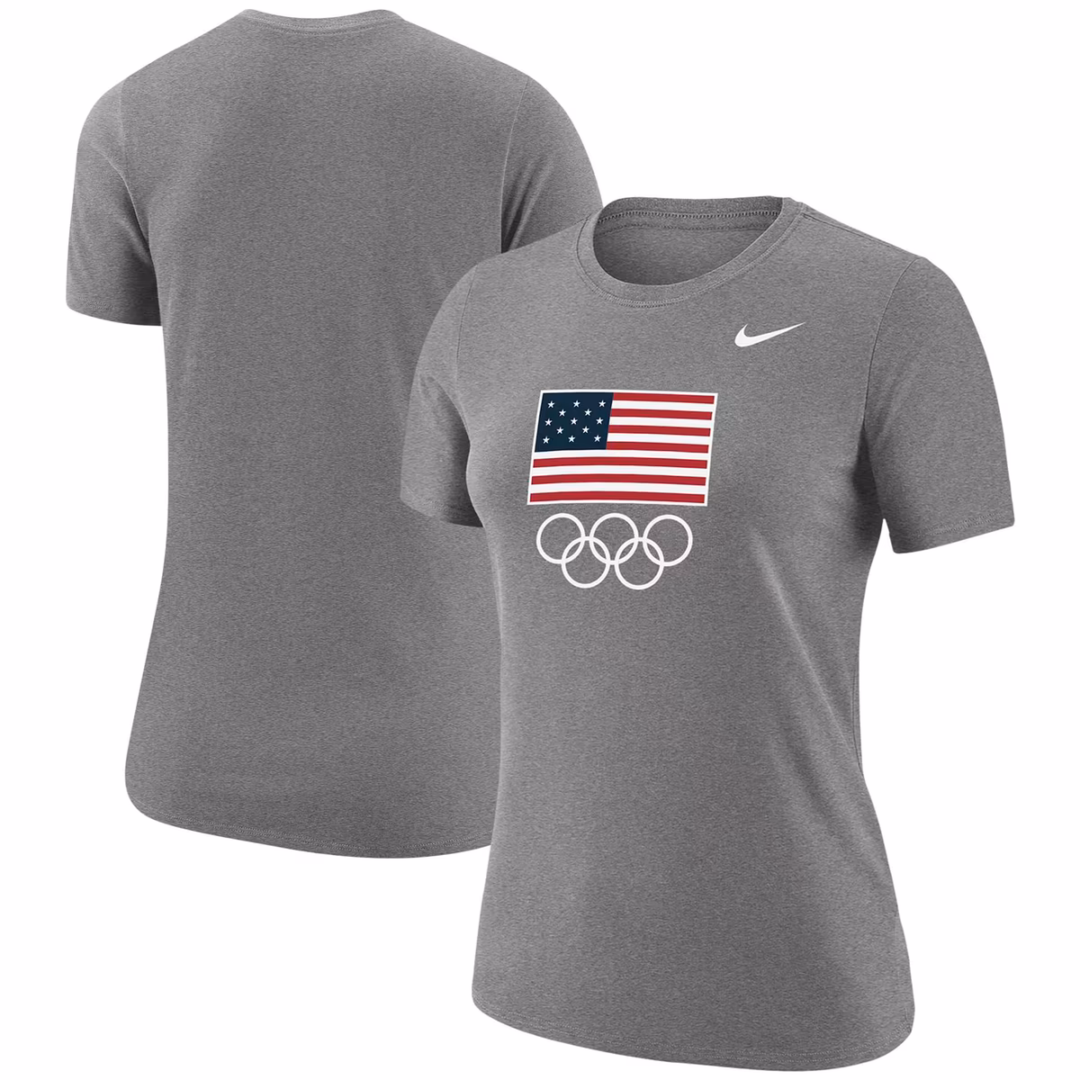 Women's Nike Gray Team USA Olympic Rings Core T-Shirt