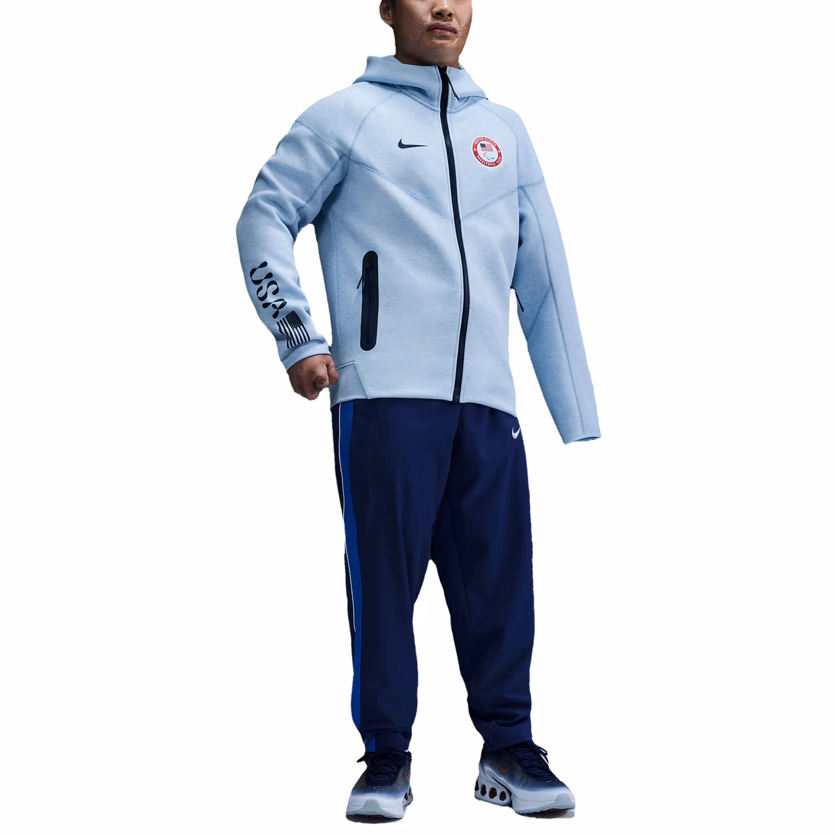 Men's Nike Heather Blue U.S. Paralympic Team Tech Fleece Full-Zip Hoodie
