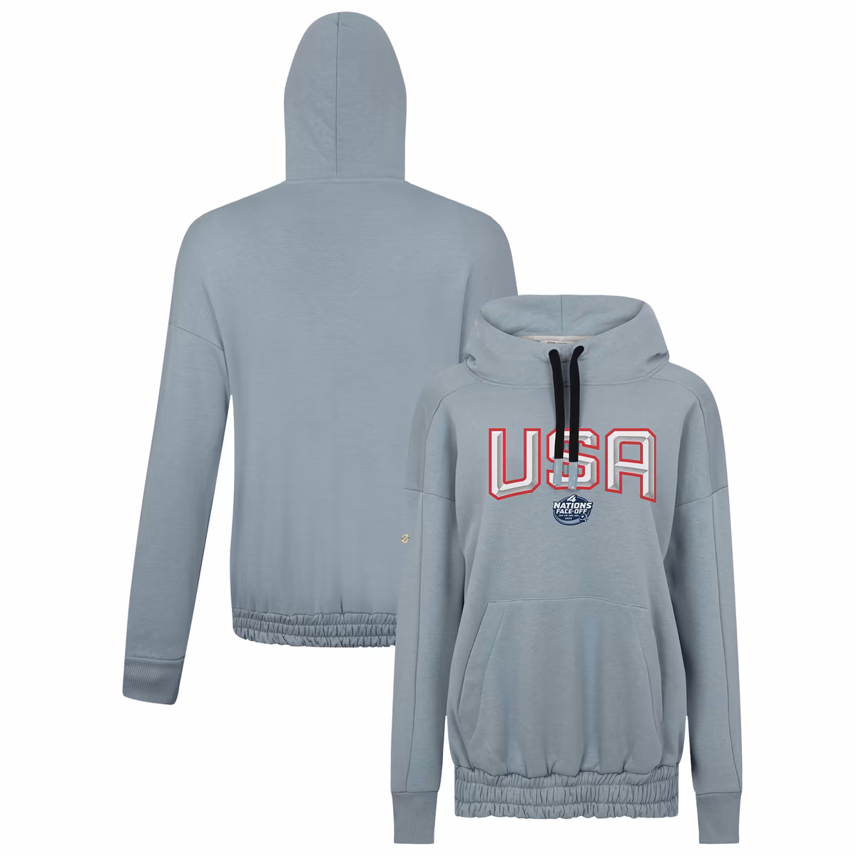 Women's Levelwear Gray USA 2025 4 Nations Face-Off Waterfall Pullover Hoodie