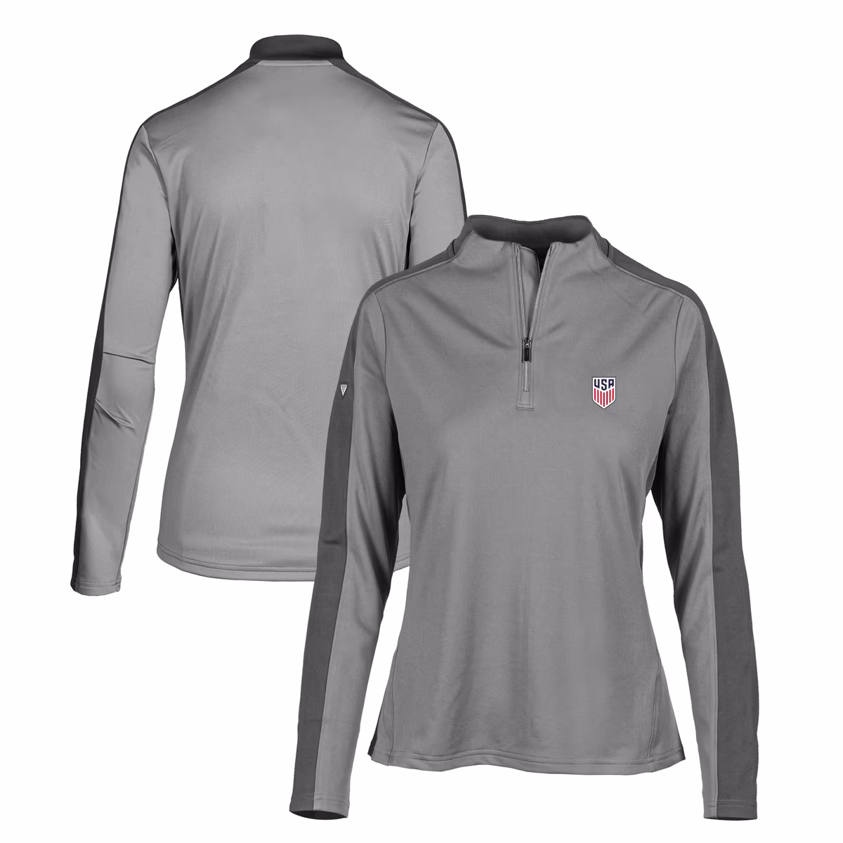 Women's Levelwear Charcoal USMNT Remi Quarter-Zip Pullover Top