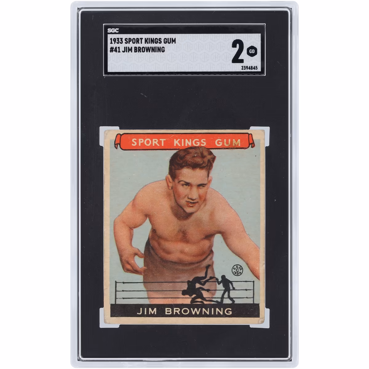 Jim Browning USA Boxing 1933 Sport Kings Gum #41 SGC Authenticated 2 Card