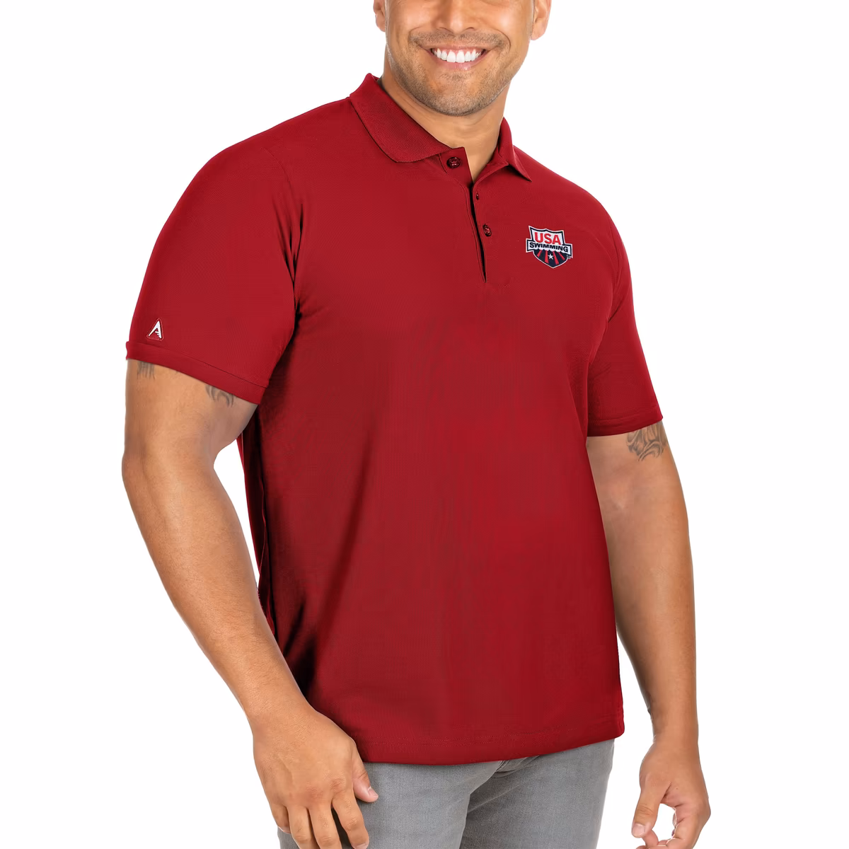 Men's Antigua Red USA Swimming Big & Tall Legacy Pique Polo 1 Men's Antigua Red USA Swimming Big & Tall Legacy Pique Polo
