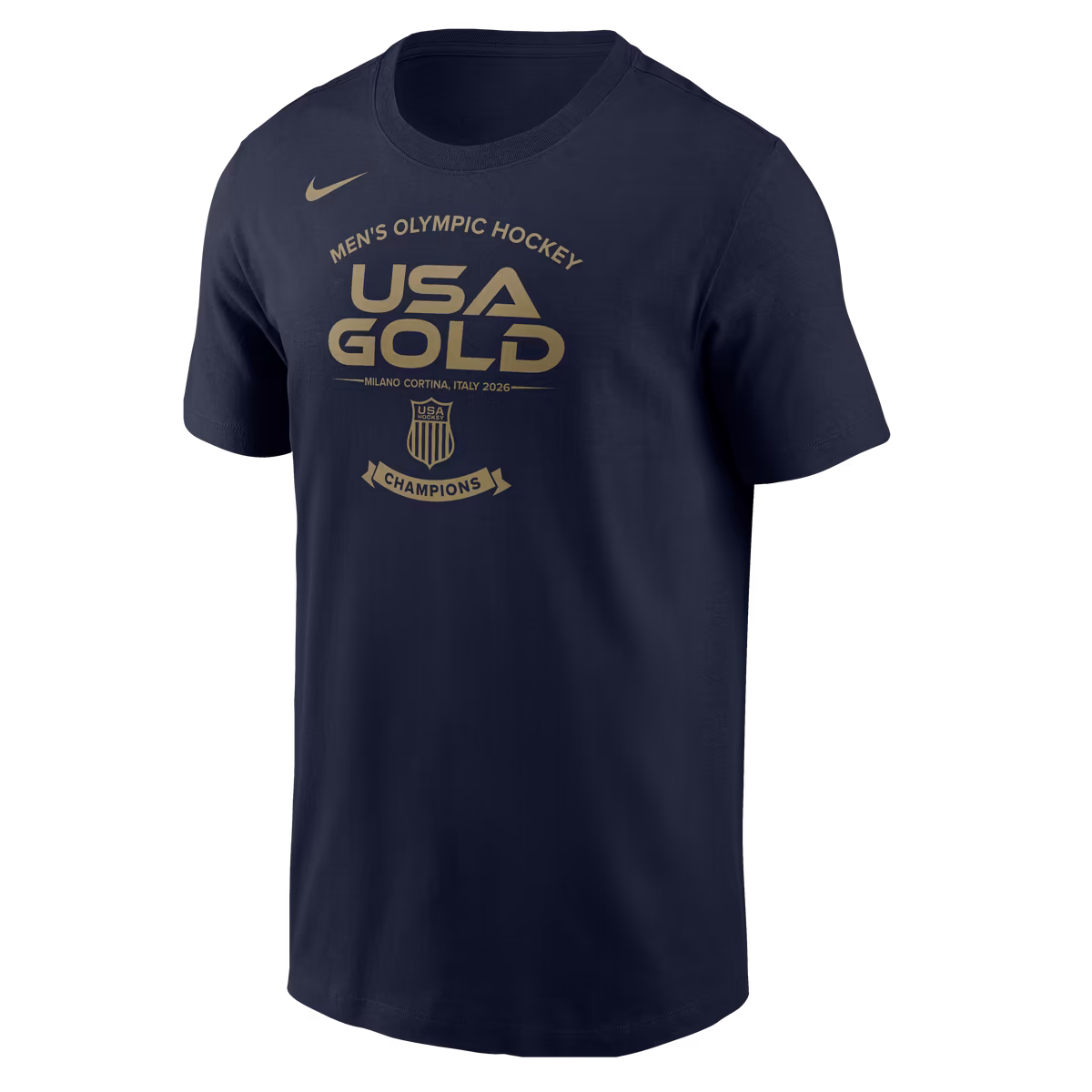 Men's Nike Navy Men's USA Hockey 2026 Winter Olympics Gold Medal Core T-Shirt