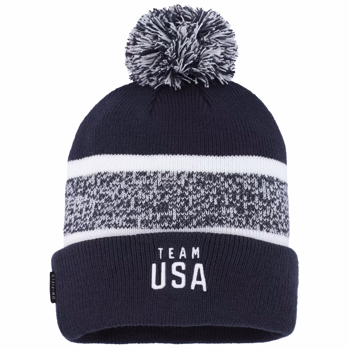 Men's Nike Navy Team USA Peak Cuffed Knit Hat with Pom