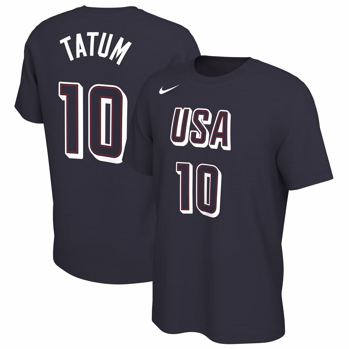 Men's Nike Jayson Tatum Navy USA Basketball 2024 Summer Olympics Name & Number T-Shirt