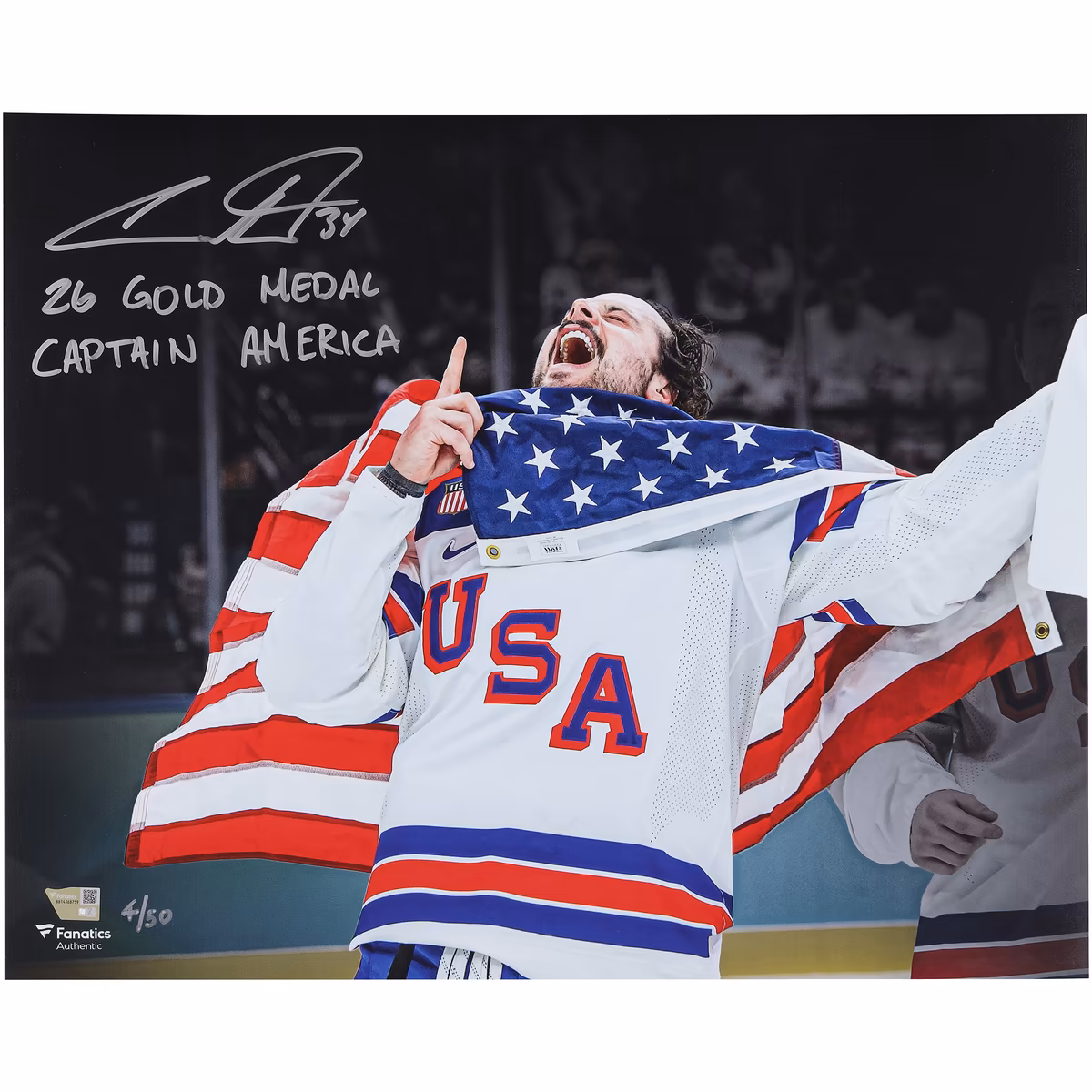 Auston Matthews Team USA Autographed 16" x 20" 2026 Olympic Gold Medal Winner Photograph with Multiple Inscriptions - Limited Edition of 50 4 Auston Matthews Team USA Autographed 16" x 20" 2026 Olympic Gold Medal Winner Photograph with Multiple Inscriptions - Limited Edition of 50