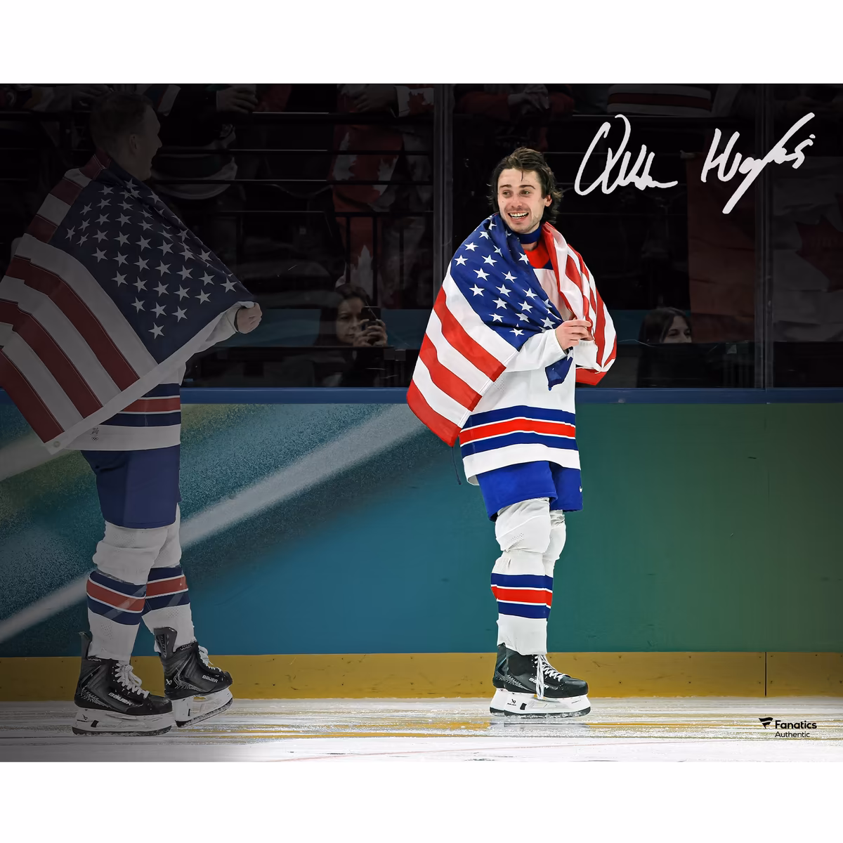 Quinn Hughes Team USA Autographed 16" x 20" 2026 Winter Olympics Gold Medal Winner Photograph 7 Quinn Hughes Team USA Autographed 16" x 20" 2026 Winter Olympics Gold Medal Winner Photograph