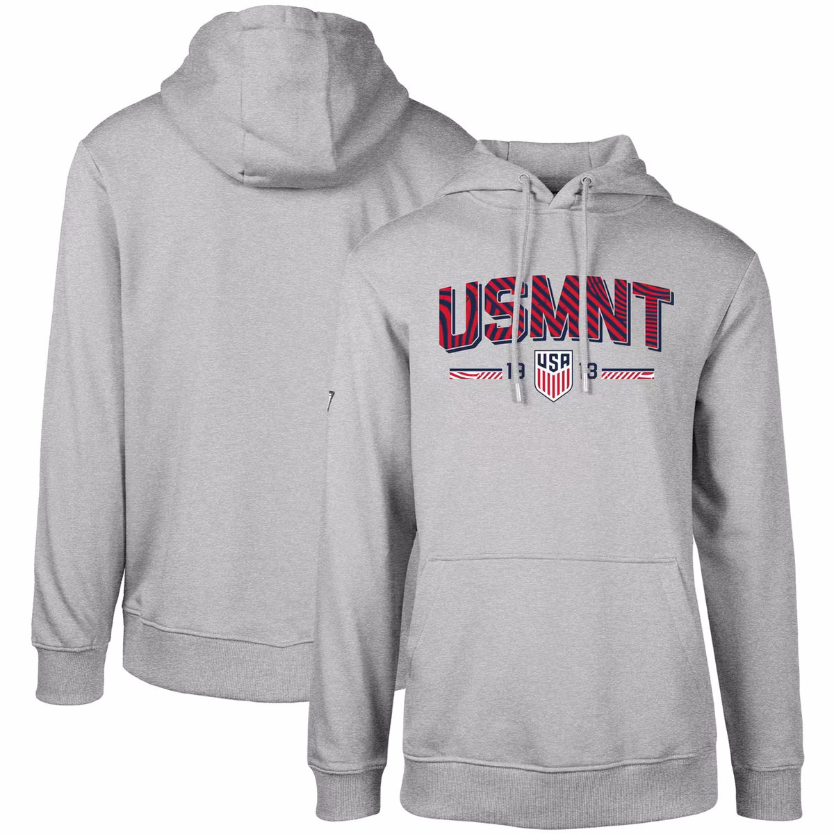 Men's Levelwear Heather Gray USMNT Podium Strike Fast Pullover Hoodie 3 Men's Levelwear Heather Gray USMNT Podium Strike Fast Pullover Hoodie