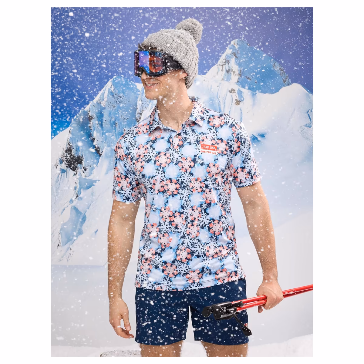 Men's Chubbies Blue Team USA The Snow Place Like First Polo 3 Men's Chubbies Blue Team USA The Snow Place Like First Polo