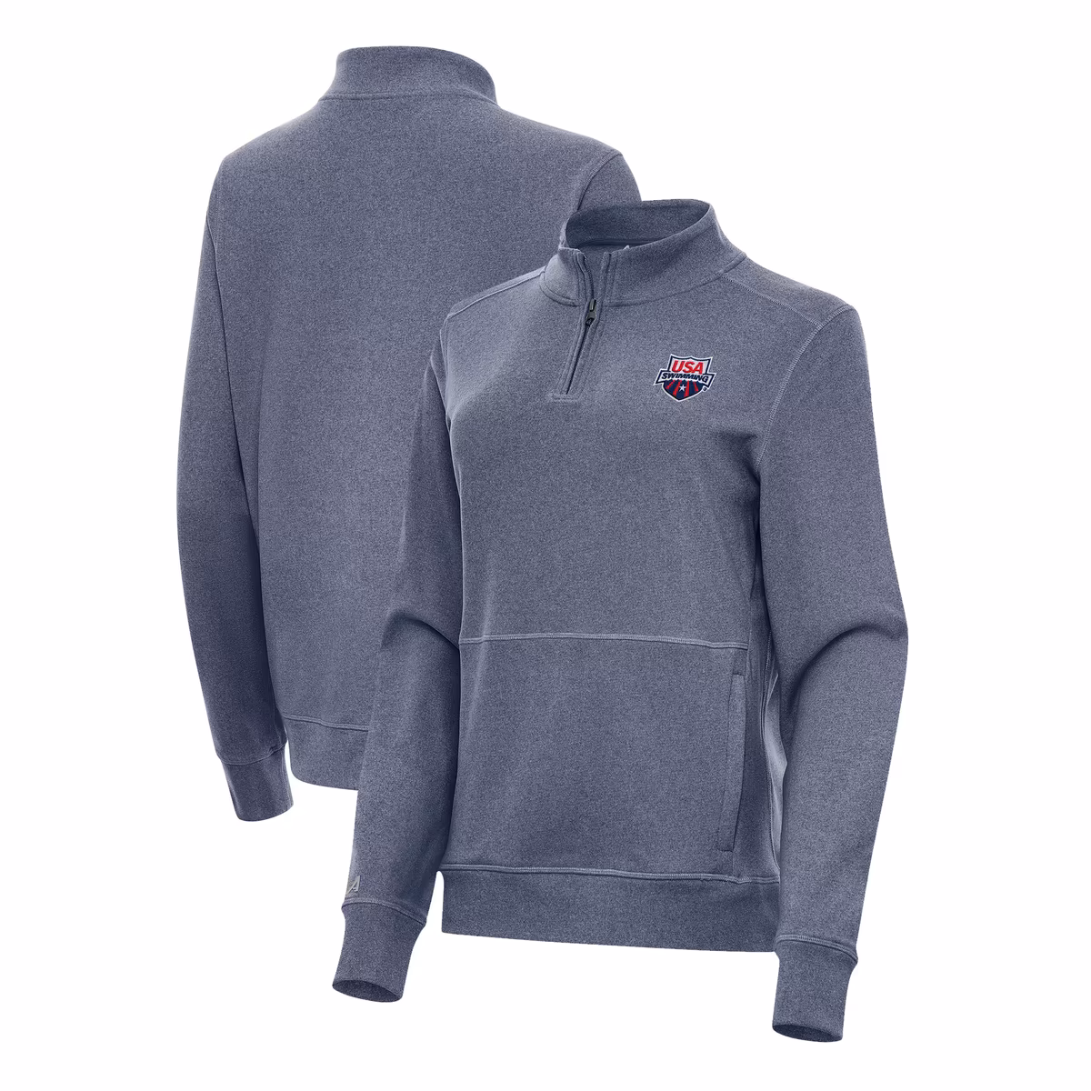 Women's Antigua Heather Navy USA Swimming Crush Quarter-Zip Jacket 1 Women's Antigua Heather Navy USA Swimming Crush Quarter-Zip Jacket