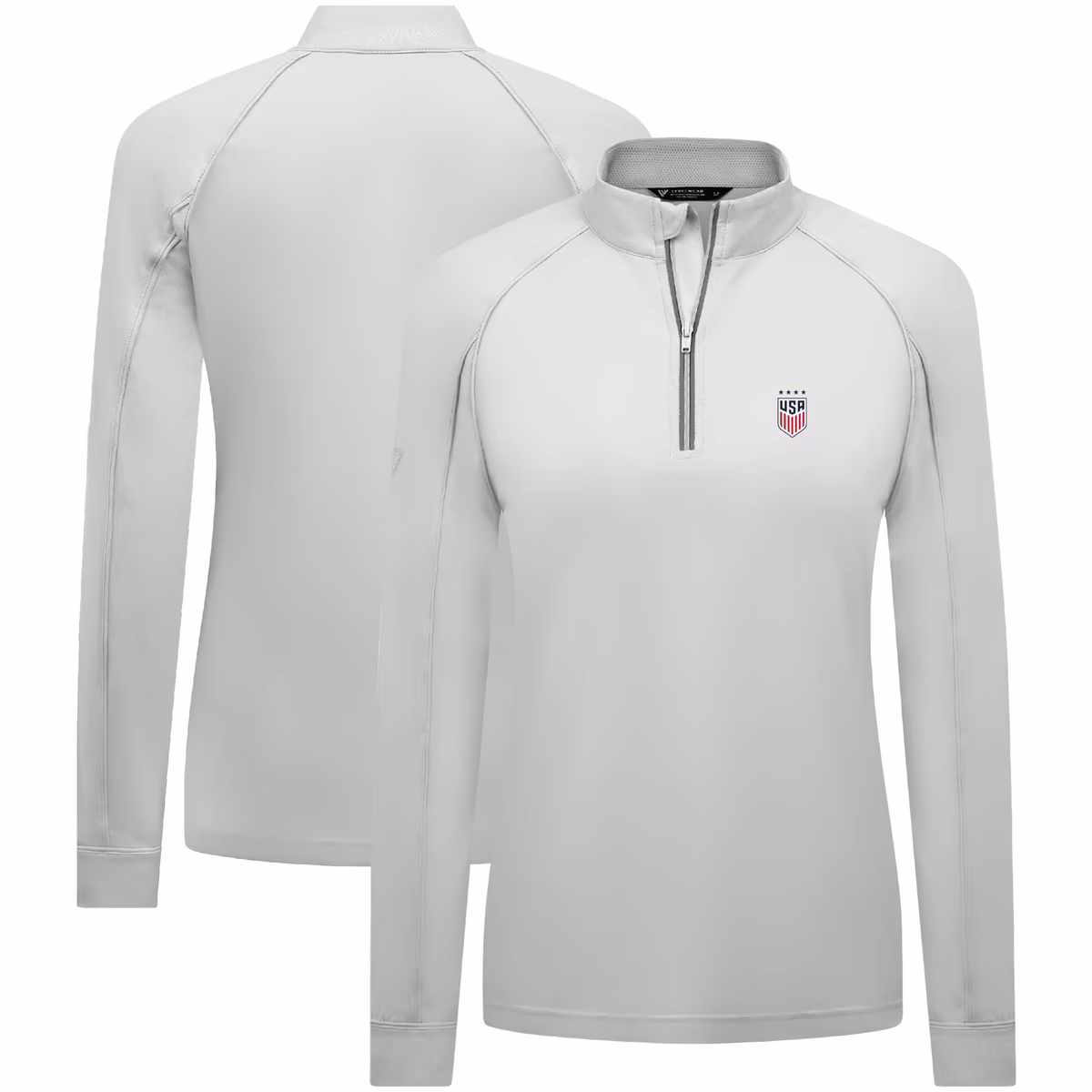 Women's Levelwear White USWNT Kinetic Insignia Quarter-Zip Pullover