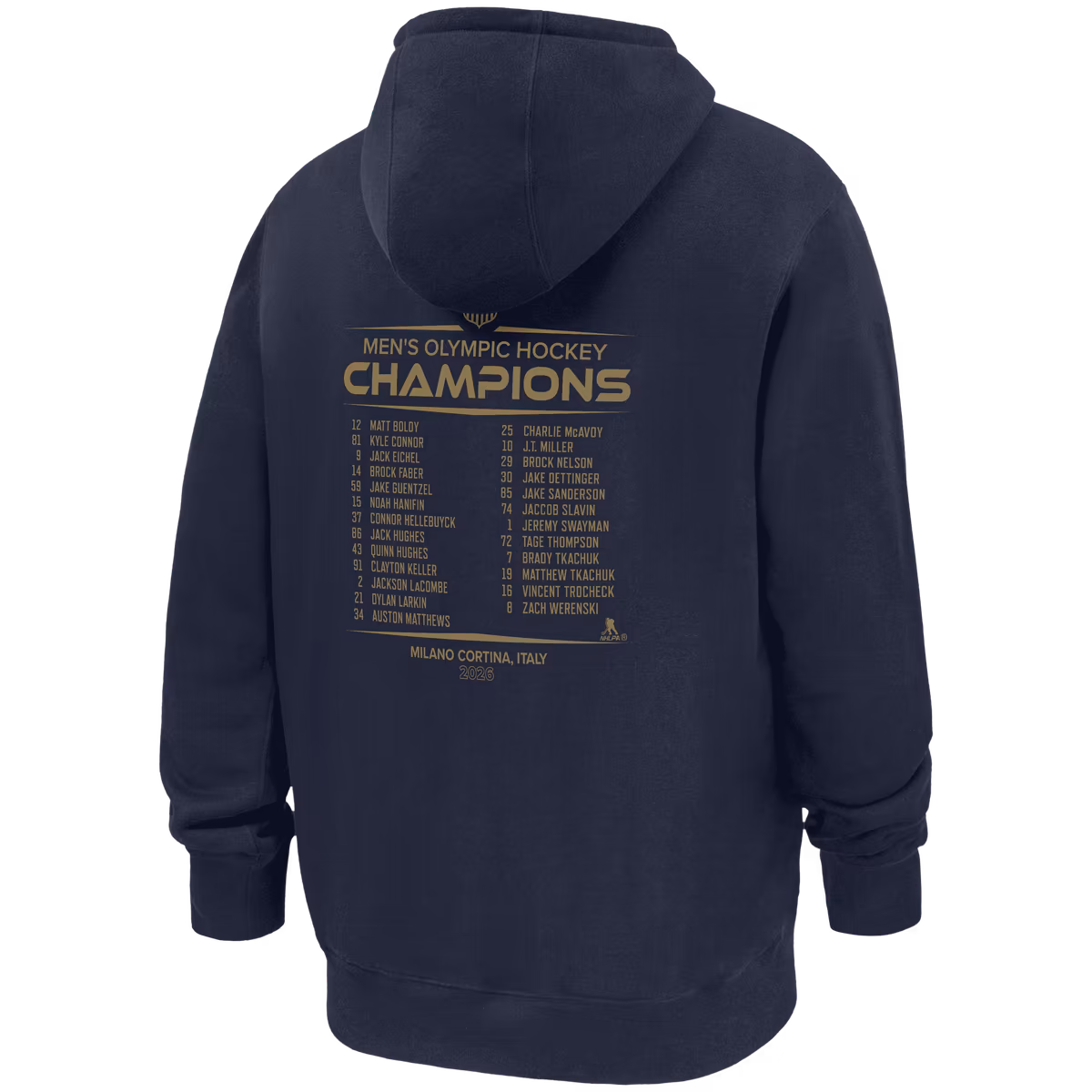 Men's Nike Navy Men's USA Hockey 2026 Winter Olympics Gold Medal Roster Club Fleece Hoodie 3 Men's Nike Navy Men's USA Hockey 2026 Winter Olympics Gold Medal Roster Club Fleece Hoodie