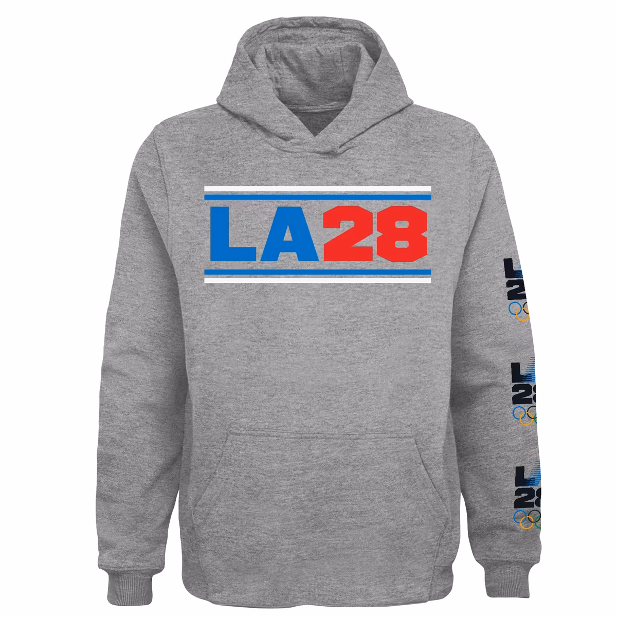 Men's Heather Gray LA28 Summer Olympics Gradient Script Fleece Pullover Hoodie