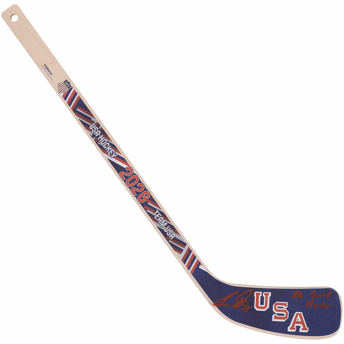 Auston Matthews Team USA Autographed 2026 Winter Olympics Mini Wood Stick with "26 Gold Medal" Inscription