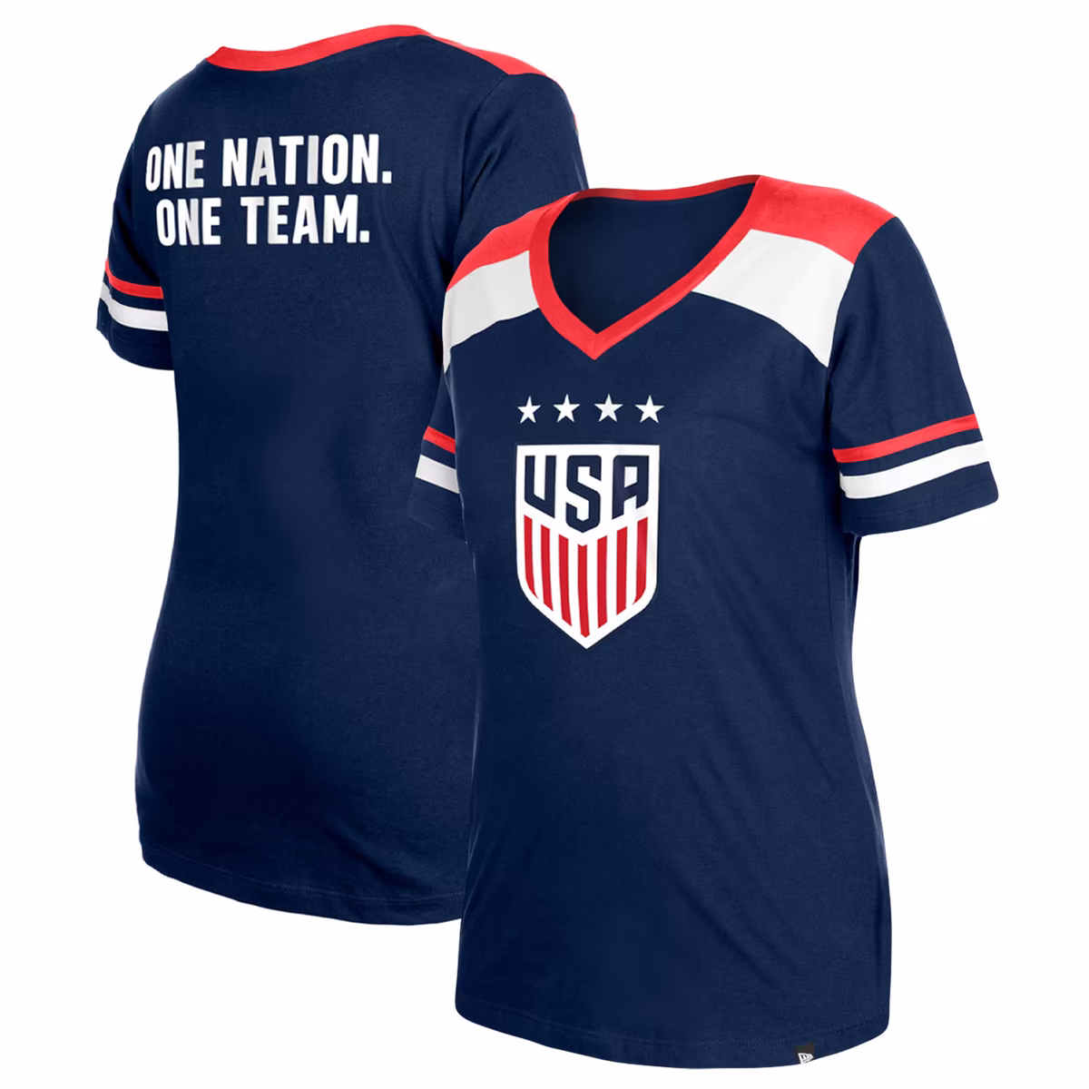 Women's 5th & Ocean by New Era Navy USWNT Athleisure V-Neck T-Shirt
