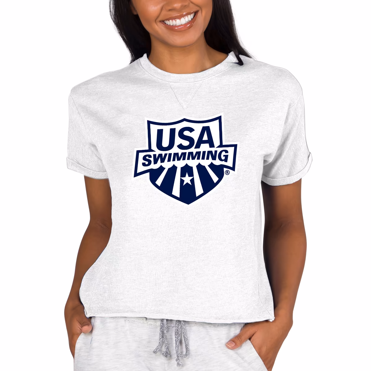 Women's Concepts Sport Oatmeal USA Swimming Mainstream Terry Short Sleeve Sweatshirt Top 6 Women's Concepts Sport Oatmeal USA Swimming Mainstream Terry Short Sleeve Sweatshirt Top