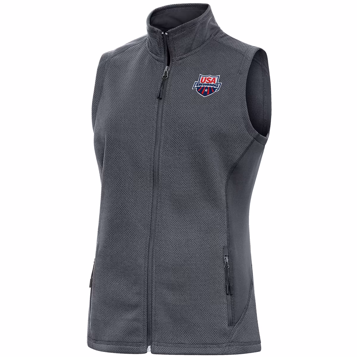 Women's Antigua  Heather Charcoal USA Swimming Course Full-Zip Vest