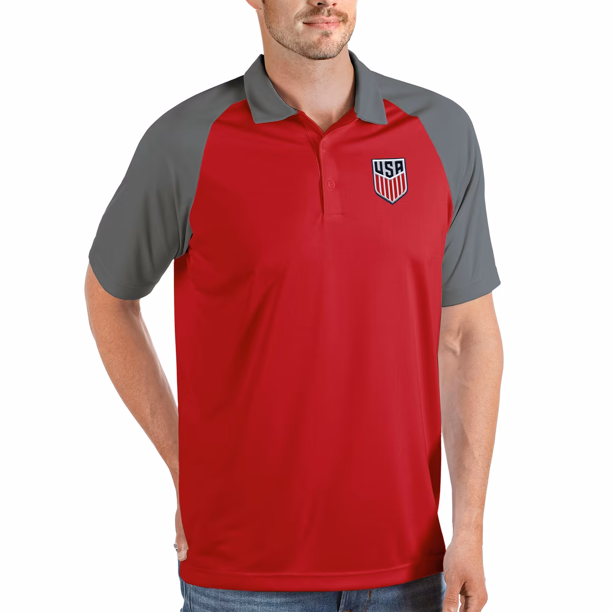 Men's Antigua Red USMNT Nova Polo 6 Men's Antigua Red USMNT Nova Polo