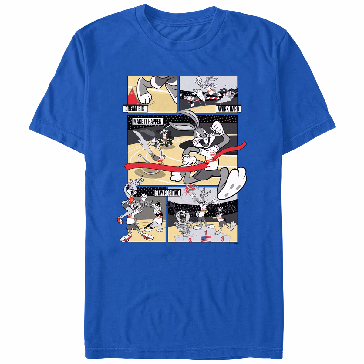 Unisex Mad Engine  Royal Looney Tunes Team USA Dream Big Work Hard T-Shirt