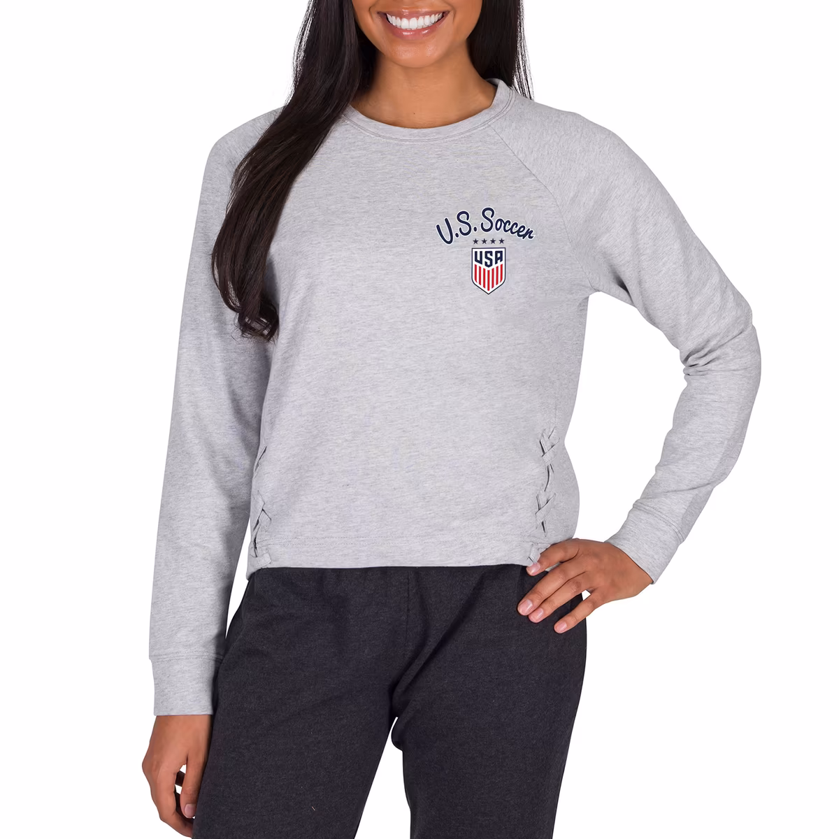 Women's Concepts Sport Gray USWNT Greenway Long Sleeve Top
