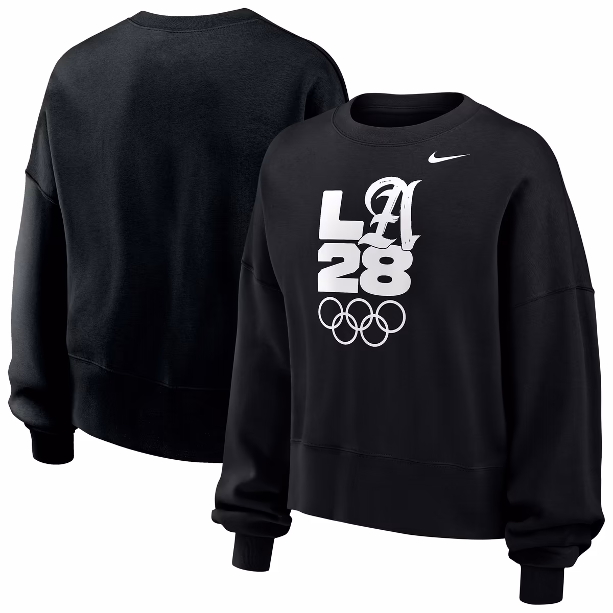 Women's Nike Black LA28 Summer Olympics Script Oversized Phoenix Fleece Sweatshirt
