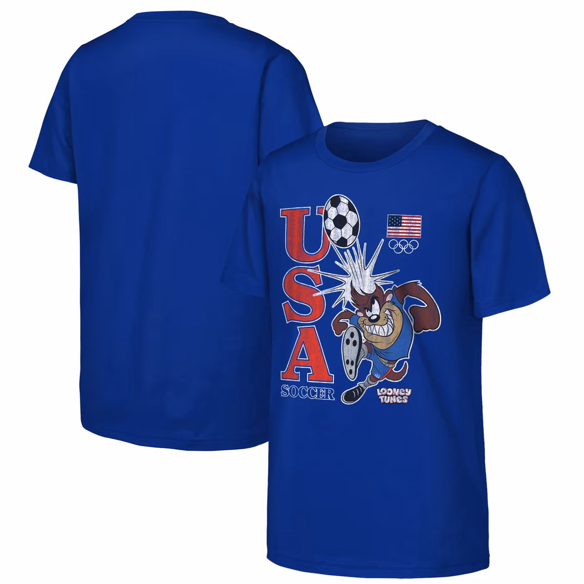 Youth Tasmanian Devil Royal Team USA Looney Tunes Soccer T-Shirt