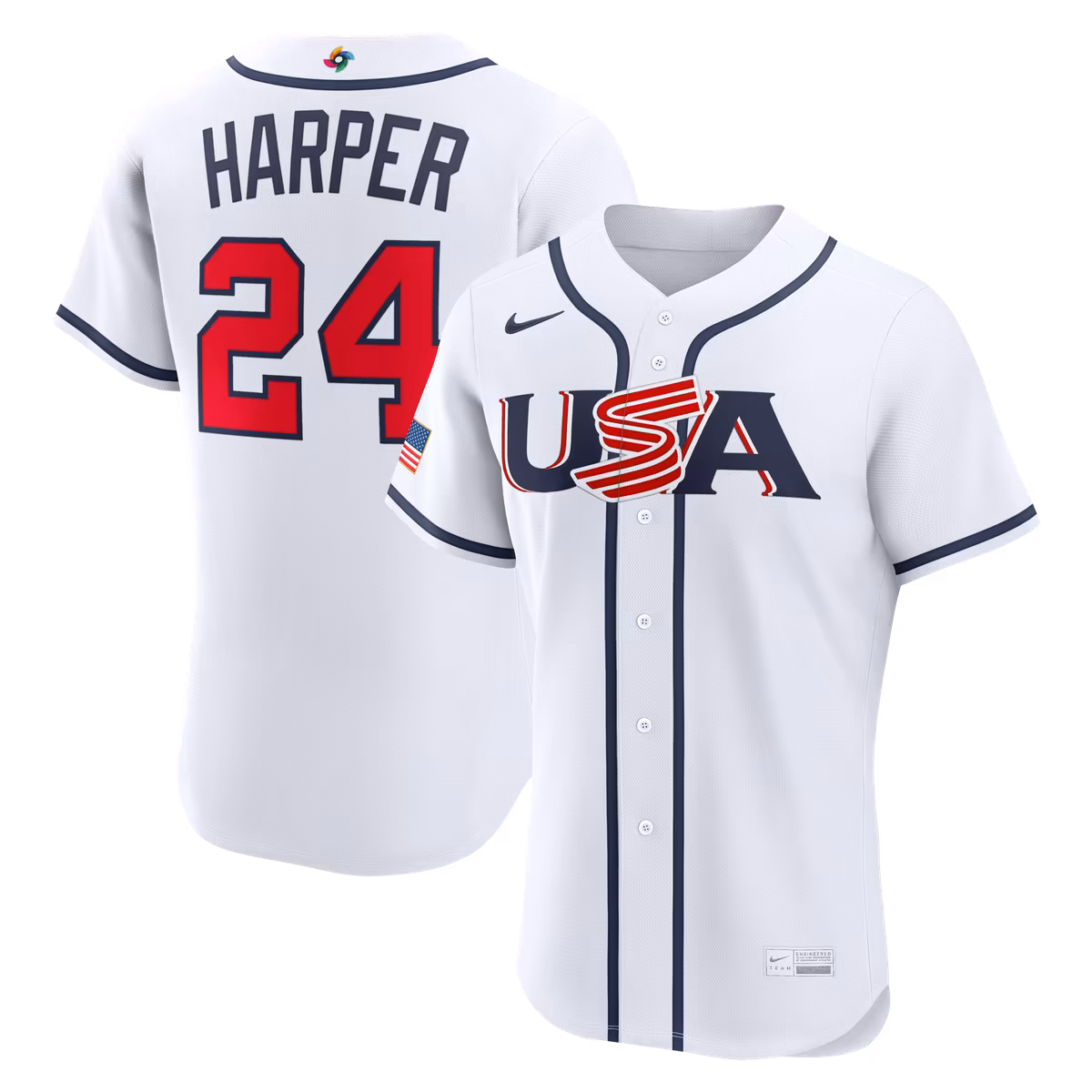 Men's Nike Bryce Harper White USA Baseball 2026 World Baseball Classic Home Authentic Jersey 1 Men's Nike Bryce Harper White USA Baseball 2026 World Baseball Classic Home Authentic Jersey