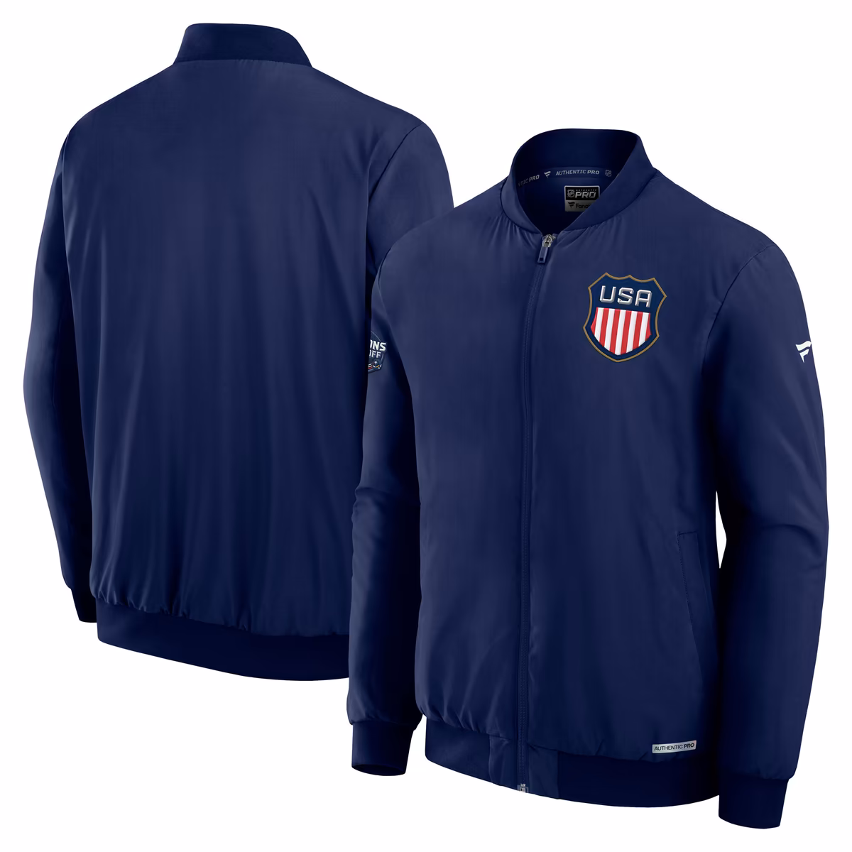 Men's Fanatics  Navy USA 2025 4 Nations Face-Off Authentic Pro Full-Zip Bomber Jacket
