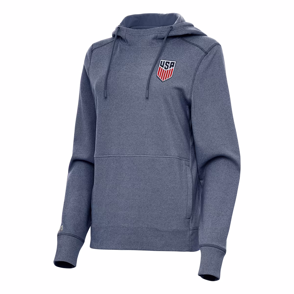 Women's Antigua Heather Navy USMNT Justice Pullover Hoodie 1 Women's Antigua Heather Navy USMNT Justice Pullover Hoodie