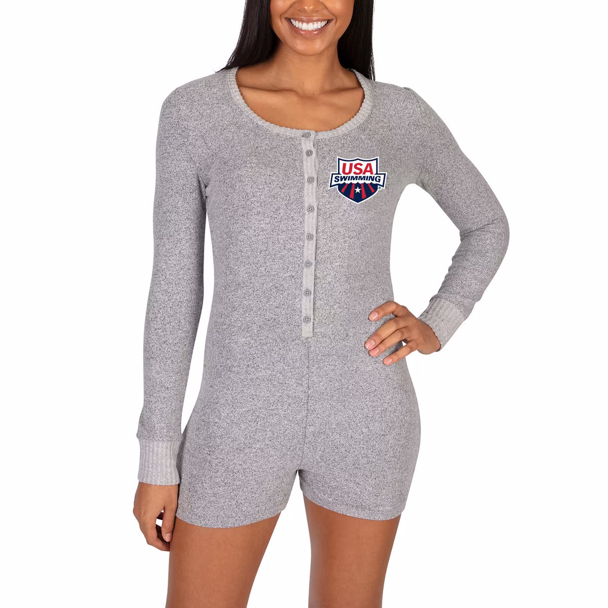Women's Concepts Sport Gray USA Swimming Venture Sweater Romper 14 Women's Concepts Sport Gray USA Swimming Venture Sweater Romper