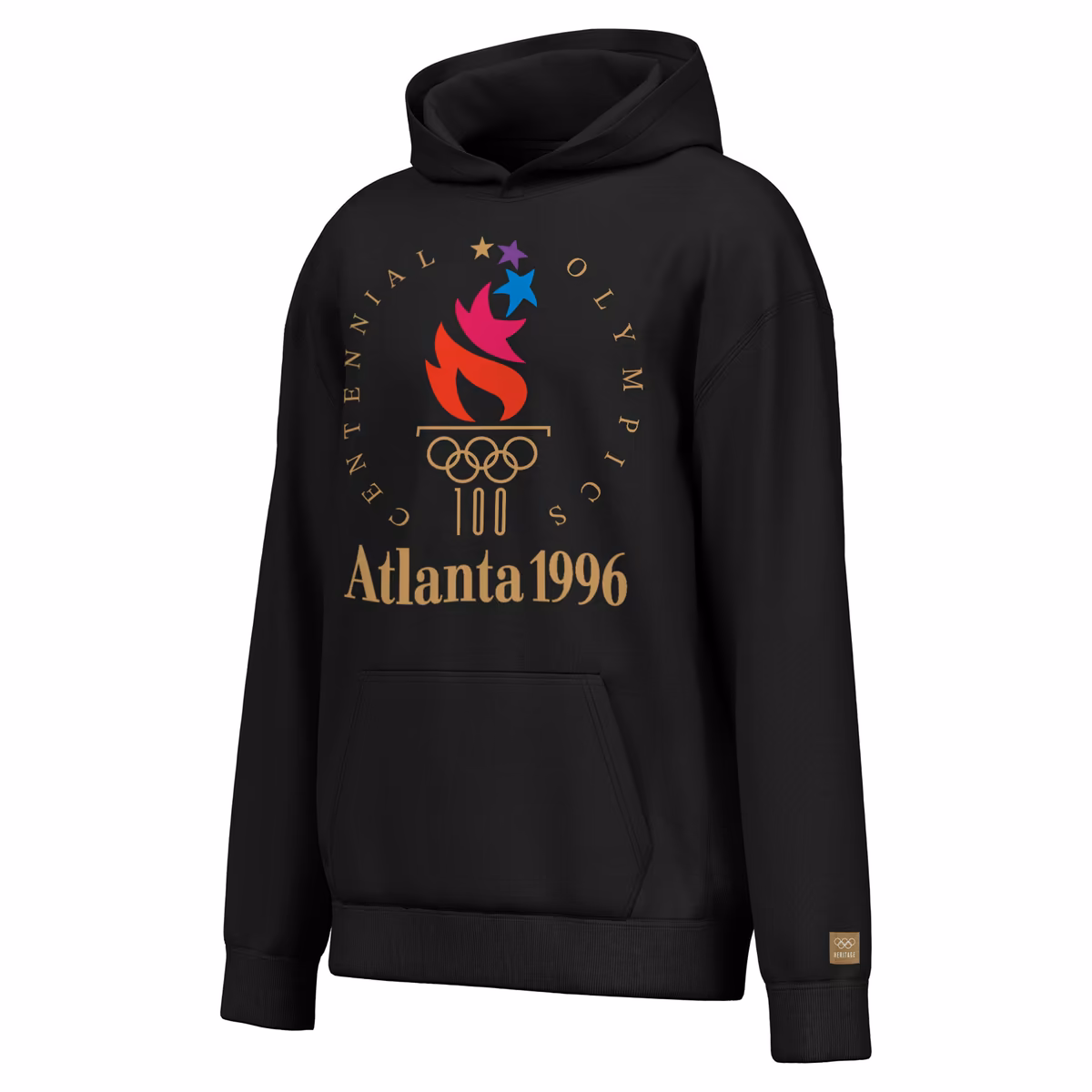 Men's Outerstuff Black Atlanta 1996 Summer Olympics Centennial Emblem Hoodie 2 Men's Outerstuff Black Atlanta 1996 Summer Olympics Centennial Emblem Hoodie