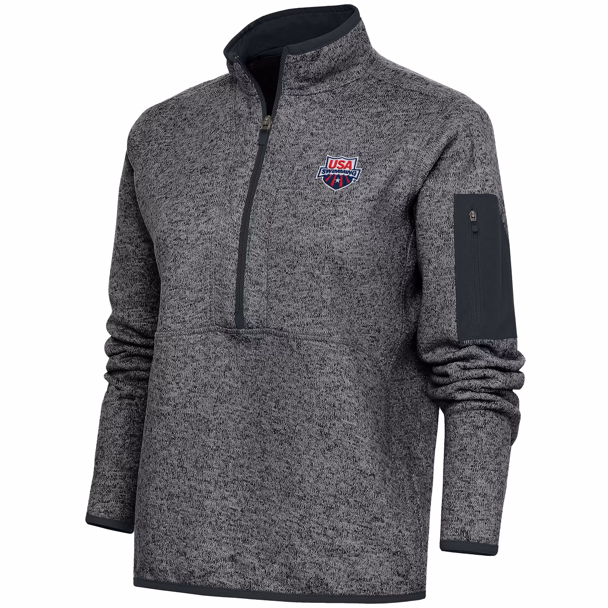 Women's Antigua  Heather Charcoal USA Swimming Fortune Half-Zip Pullover Jacket