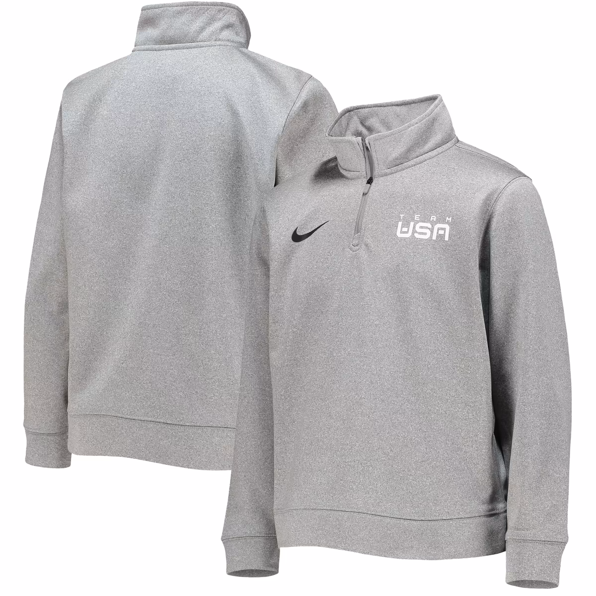 Youth Nike Heathered Gray Team USA Performance Quarter-Zip Pullover Hoodie 7 Youth Nike Heathered Gray Team USA Performance Quarter-Zip Pullover Hoodie