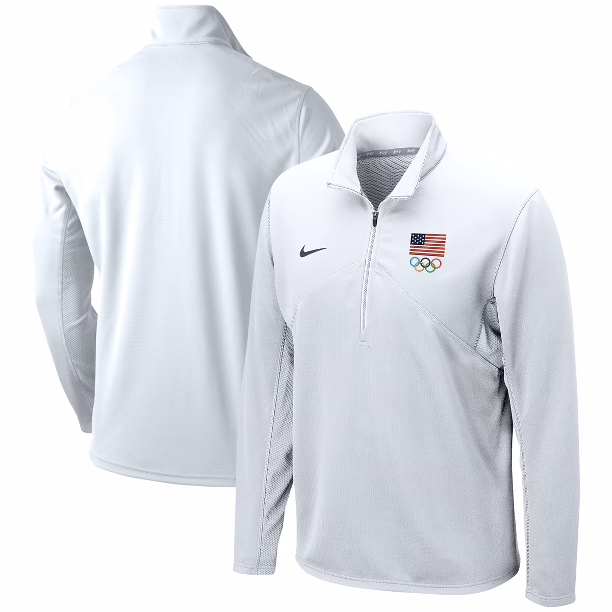 Men's Nike White Team USA Olympics Performance Quarter-Zip Top
