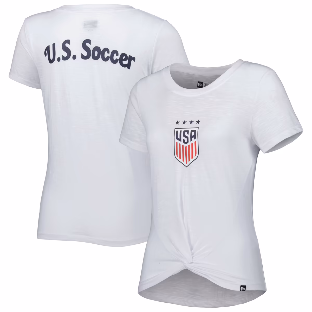 Women's 5th & Ocean by New Era White USWNT Front Twist T-Shirt