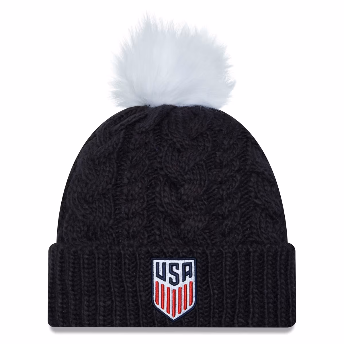 Women's New Era Navy USMNT Pom Cuffed Knit Hat