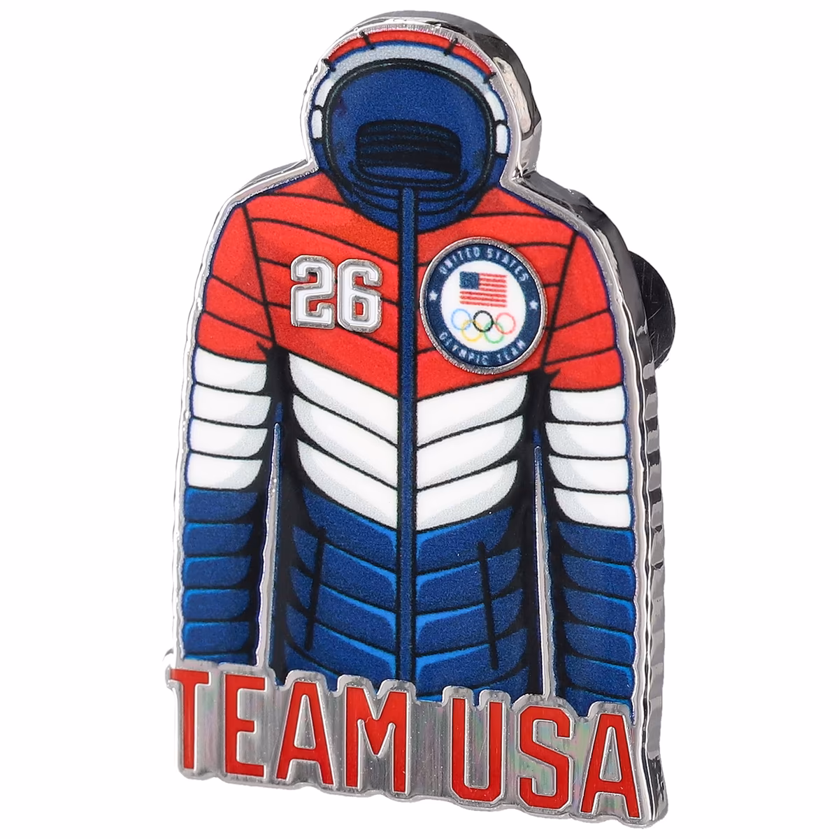 Team USA 2026 Winter Olympics Racing Stripe Puffy Jacket Lapel Pin