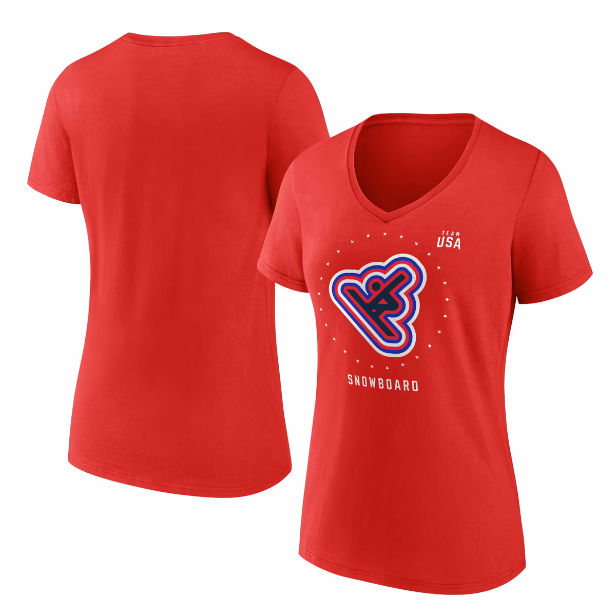 Women's Fanatics Red Team USA Snowboard V-Neck T-Shirt 9 Women's Fanatics Red Team USA Snowboard V-Neck T-Shirt