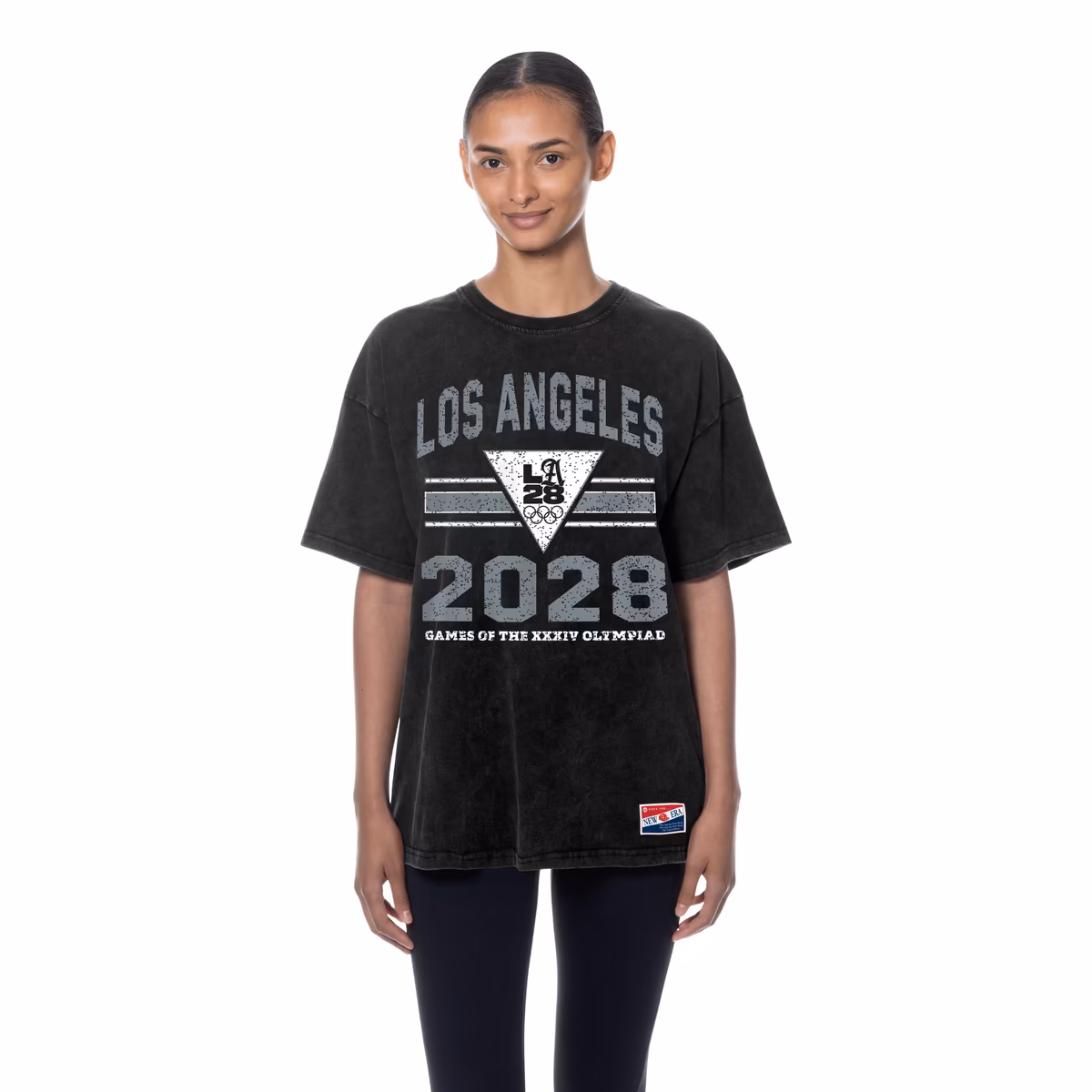 Women's New Era Black LA 2028 Summer Olympics Mineral Wash Oversized T-Shirt 1 Women's New Era Black LA 2028 Summer Olympics Mineral Wash Oversized T-Shirt