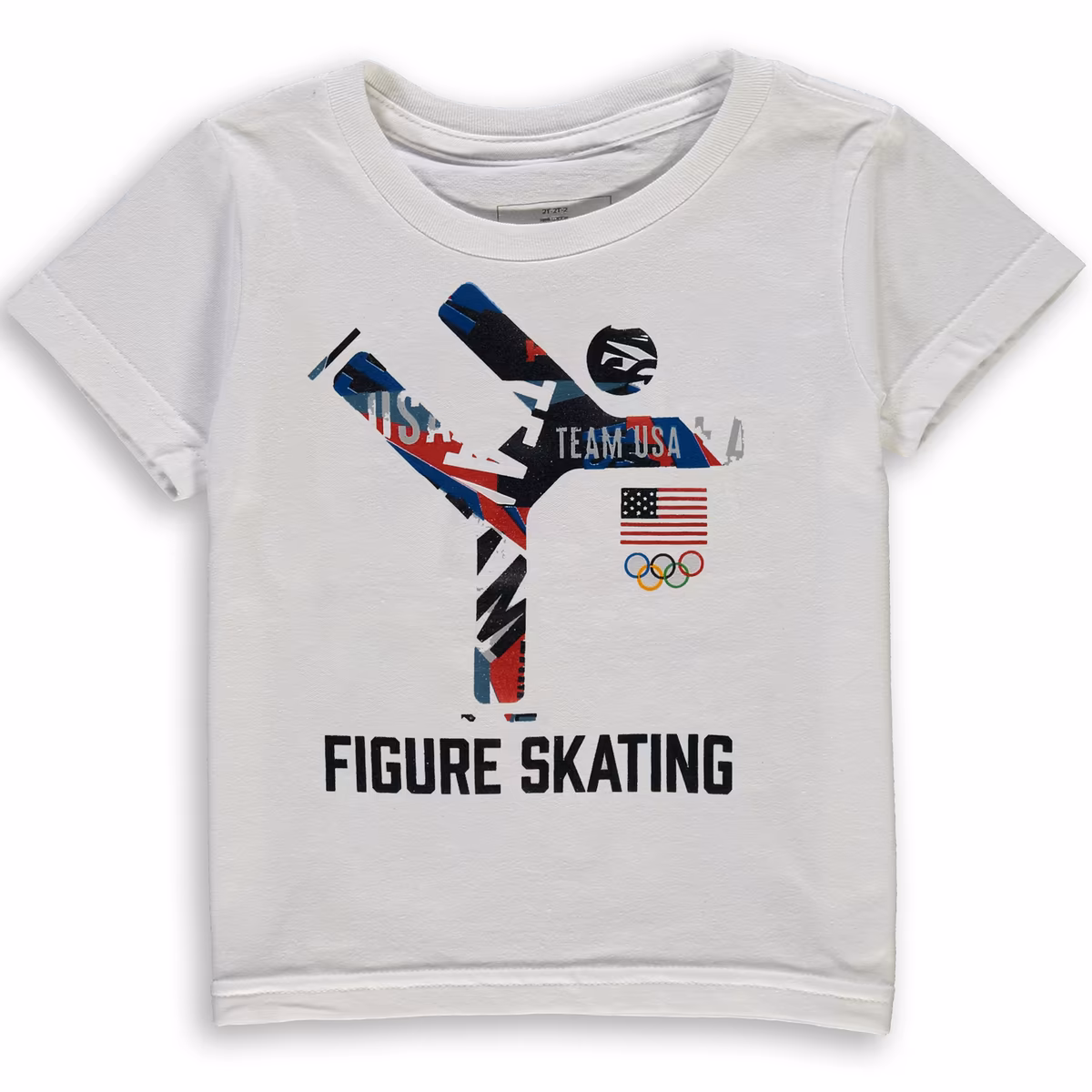 Toddler White Team USA Figure Skating Scattered Swatch T-Shirt